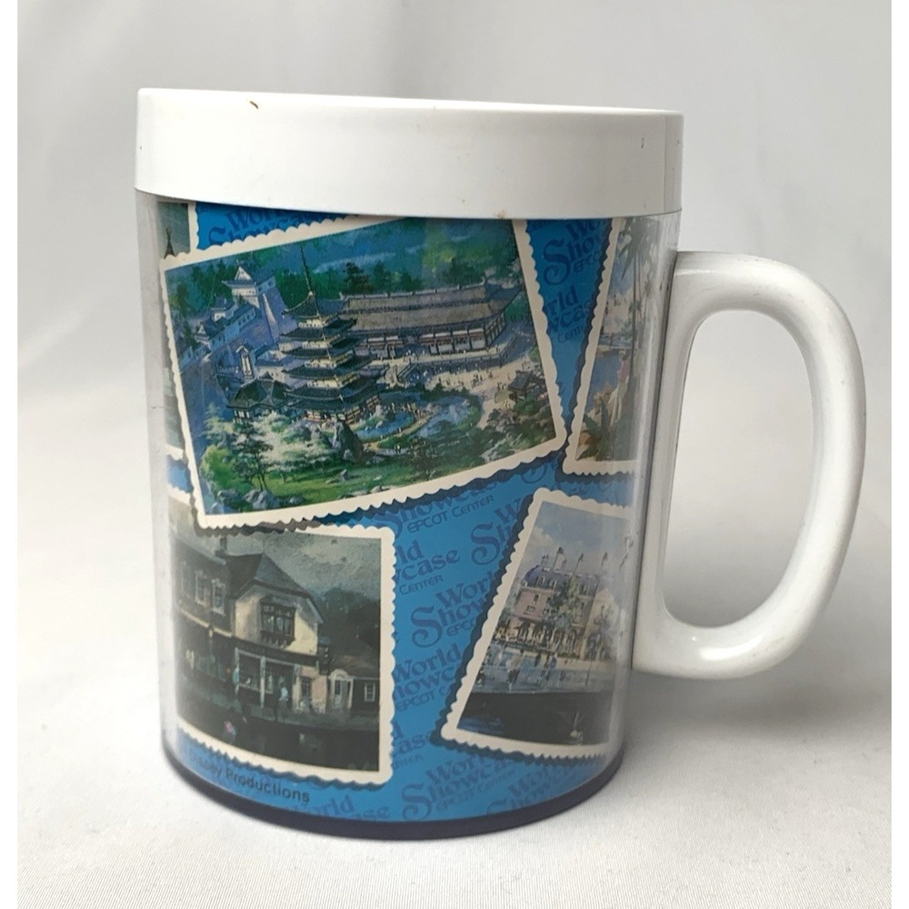 Disney Thermo-Serv Mug Cup Plastic Epcot World Showcase Vintage 1982 4"